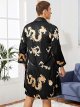 Men's Silk Bathrobes Long Sleeve Satin Kimono Robe with Shorts  Pajamas Set