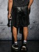Men's PU Leather Drawstring Waist Wide Legs Shorts